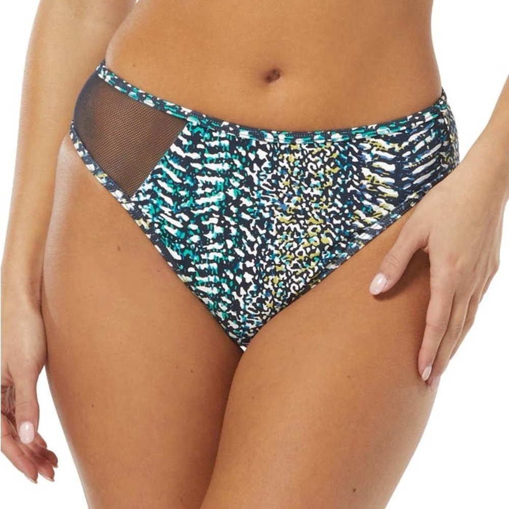 Vince Camuto Abstract Animal High Cut Bikini Bottoms - Size L - Midnight - NWT